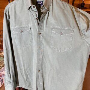 Vintage Men's Sage Green Roper Tailored Shirt, Made in USA, Men's XL